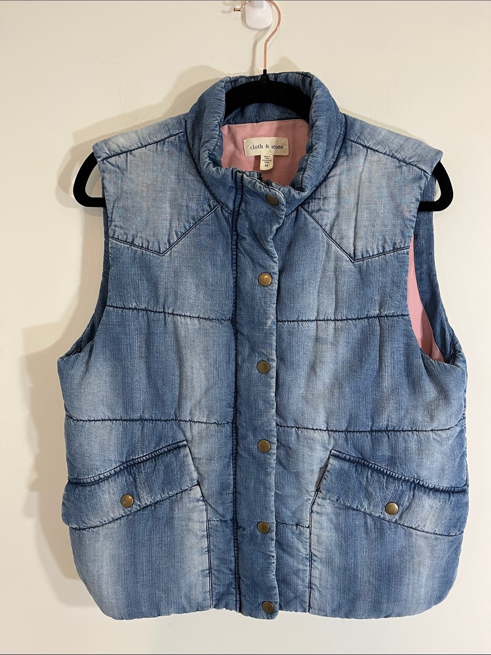 Cloth & Stone Chambray Puffer Vest medium - Picture 5 of 10